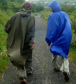 poncho walk in the rain